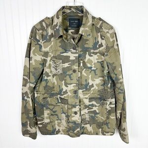 LOVE TREE CAMO UTILITY GREEN ARMY JACKET L‎